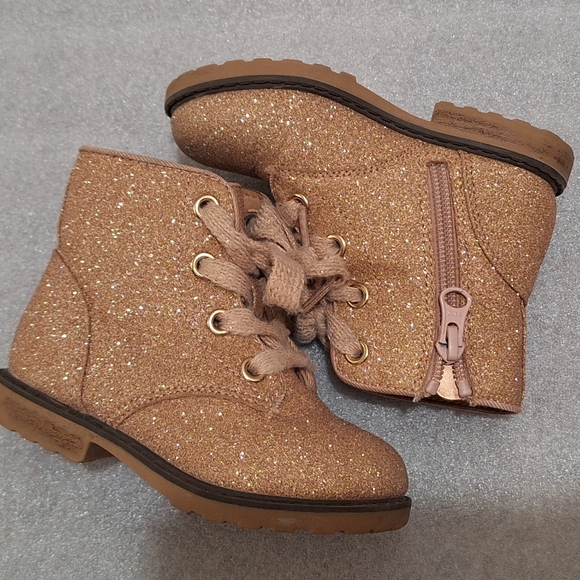 Cat & Jack Other - Rose Gold Glitter Boots with Side Zipper